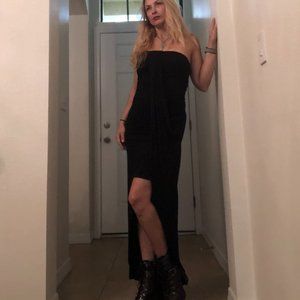 Price Drop!! Strapless Asymmetrical Draped Black Dress